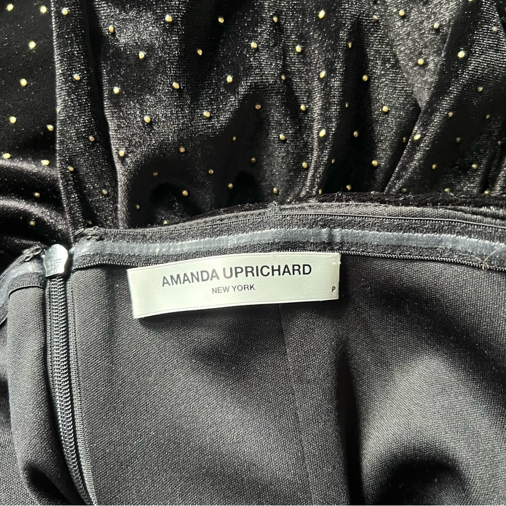 Amanda Uprichard Gold Studded Black Velvet Jumpsuit Like New - Picture 3 of 7